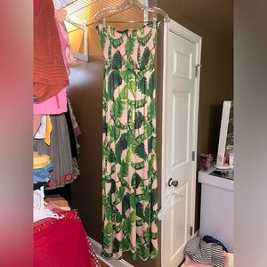 Judith March strapless tropical dress.